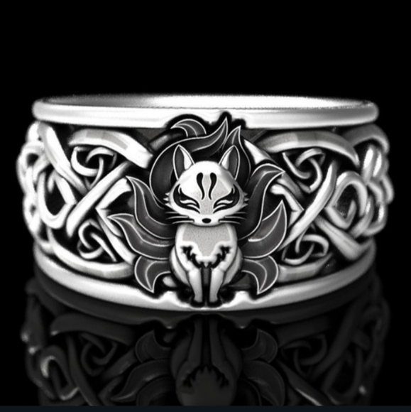 Jewelry - NWT Adorable Kitsune Fox Silver Ring 5!